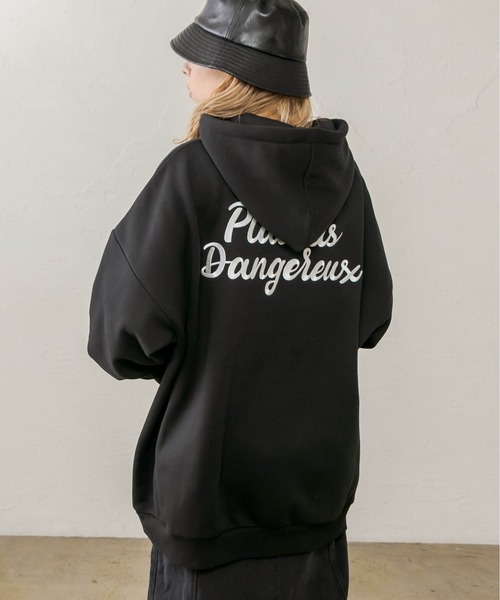 RASVOA(ラスボア)の「ロゴ刺繍ビッグパーカー/スウェットパーカー(パーカー・レディース・ブラック/オフホワイト/サックスブルー・FREE)」の18枚目の写真