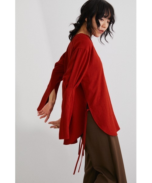 STYLEMIXER（スタイルミキサー）の「カフタンサイドリボントップ（シャツ/ブラウス・レディース・ブラック/ベージュ/レッド・FREE）」の3枚目の写真