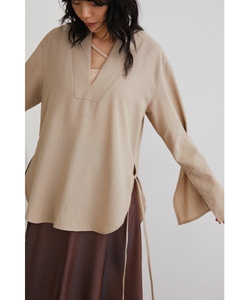 STYLEMIXER（スタイルミキサー）の「カフタンサイドリボントップ（シャツ/ブラウス・レディース・ブラック/ベージュ/レッド・FREE）」の17枚目の写真