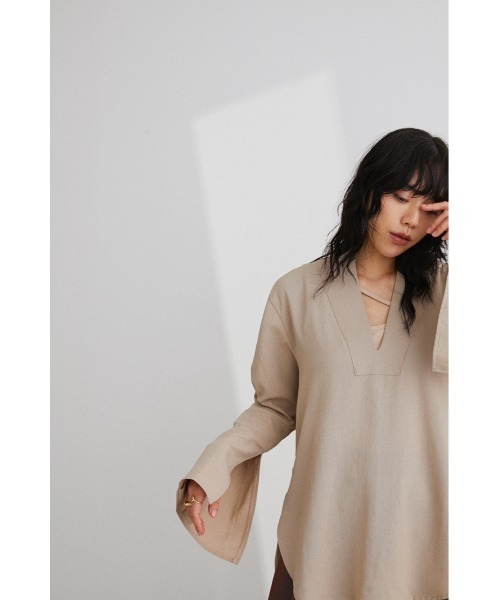 STYLEMIXER（スタイルミキサー）の「カフタンサイドリボントップ（シャツ/ブラウス・レディース・ブラック/ベージュ/レッド・FREE）」の19枚目の写真