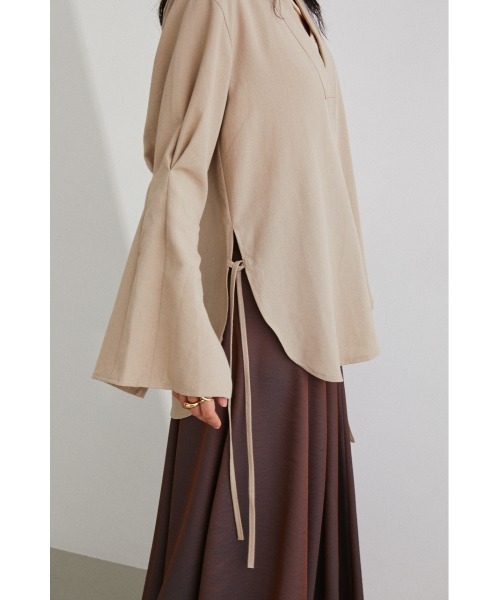 STYLEMIXER（スタイルミキサー）の「カフタンサイドリボントップ（シャツ/ブラウス・レディース・ブラック/ベージュ/レッド・FREE）」の4枚目の写真