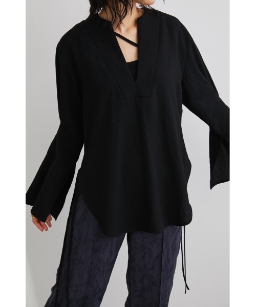 STYLEMIXER（スタイルミキサー）の「カフタンサイドリボントップ（シャツ/ブラウス・レディース・ブラック/ベージュ/レッド・FREE）」の15枚目の写真