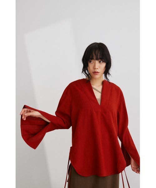 STYLEMIXER（スタイルミキサー）の「カフタンサイドリボントップ（シャツ/ブラウス・レディース・ブラック/ベージュ/レッド・FREE）」の7枚目の写真