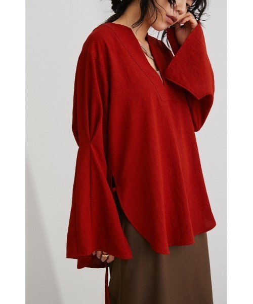 STYLEMIXER（スタイルミキサー）の「カフタンサイドリボントップ（シャツ/ブラウス・レディース・ブラック/ベージュ/レッド・FREE）」の16枚目の写真