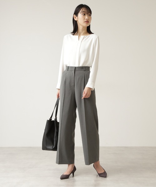 NATURAL BEAUTY BASIC（ナチュラルビューティーベーシック）の「梳毛調ストレートワイドパンツ/0171230912（その他パンツ・レディース・グレー/ブルー系その他6・SMALL/MEDIUM/LARGE/X-SMALL）」の4枚目の写真