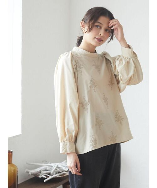 Green　Parks（グリーンパークス）の「・novem9 刺繍×バルーンスリーブブラウス＊（シャツ/ブラウス・レディース・ブラック/ベージュ/オフホワイト・FREE）」の9枚目の写真