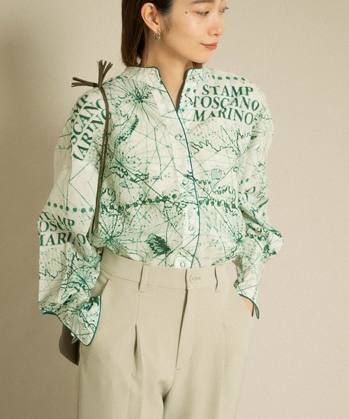 KBF（ケイビーエフ）の「【WEB/一部店舗限定】Stamp print ロングスリーブシャツ（シャツ/ブラウス・レディース・ブルー系その他/グリーン系その他・ONE）」の3枚目の写真