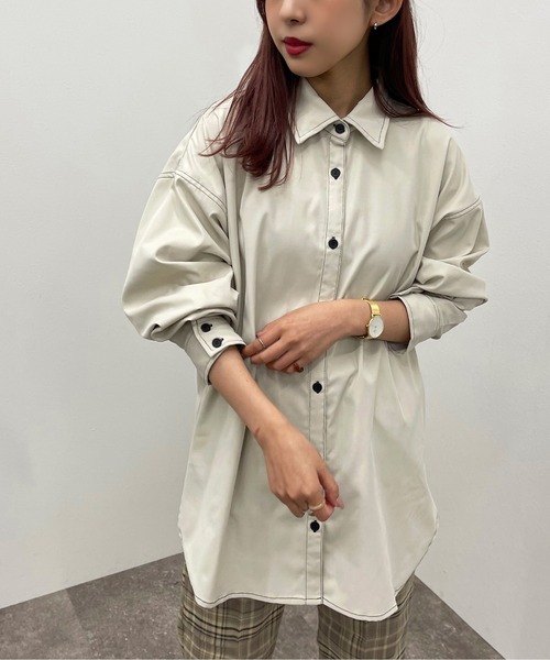 apres jour mignon(アプレジュールミニョン)の「ルーズシャツ 【ZOZOTOWN限定アイテム】【9PO】(シャツ/ブラウス・レディース・ブラック/グリーン/アイボリー・X-LARGE/フリー)」の1枚目の写真