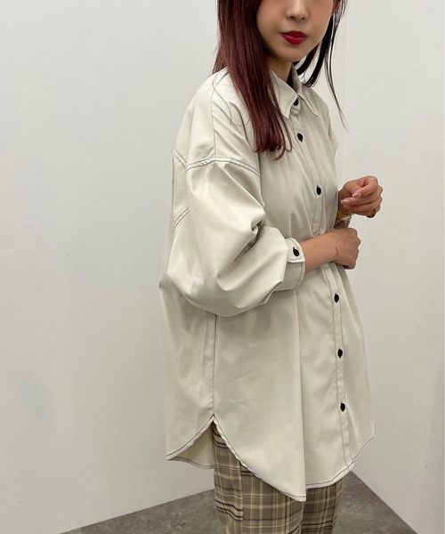 apres jour mignon(アプレジュールミニョン)の「ルーズシャツ 【ZOZOTOWN限定アイテム】【9PO】(シャツ/ブラウス・レディース・ブラック/グリーン/アイボリー・X-LARGE/フリー)」の13枚目の写真