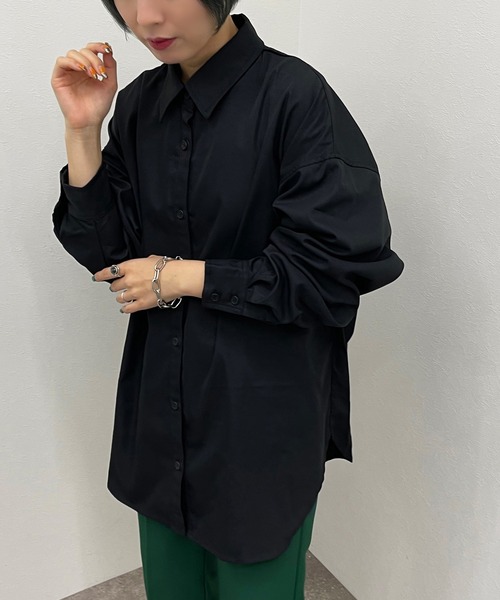 apres jour mignon(アプレジュールミニョン)の「ルーズシャツ 【ZOZOTOWN限定アイテム】【9PO】(シャツ/ブラウス・レディース・ブラック/グリーン/アイボリー・X-LARGE/フリー)」の7枚目の写真