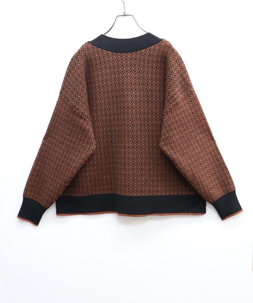 HER CLOSET(ハークローゼット)の「【shemoshelly】ビッグシルエットジャガードニットカーディガン(カーディガン/ボレロ・レディース・ブラック/ブラウン/レンガ・M)」の5枚目の写真