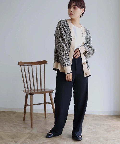 HER CLOSET(ハークローゼット)の「【shemoshelly】ビッグシルエットジャガードニットカーディガン(カーディガン/ボレロ・レディース・ブラック/ブラウン/レンガ・M)」の11枚目の写真