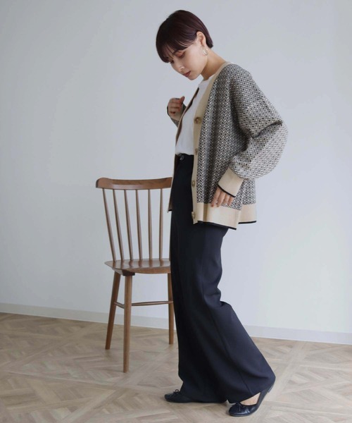 HER CLOSET(ハークローゼット)の「【shemoshelly】ビッグシルエットジャガードニットカーディガン(カーディガン/ボレロ・レディース・ブラック/ブラウン/レンガ・M)」の13枚目の写真