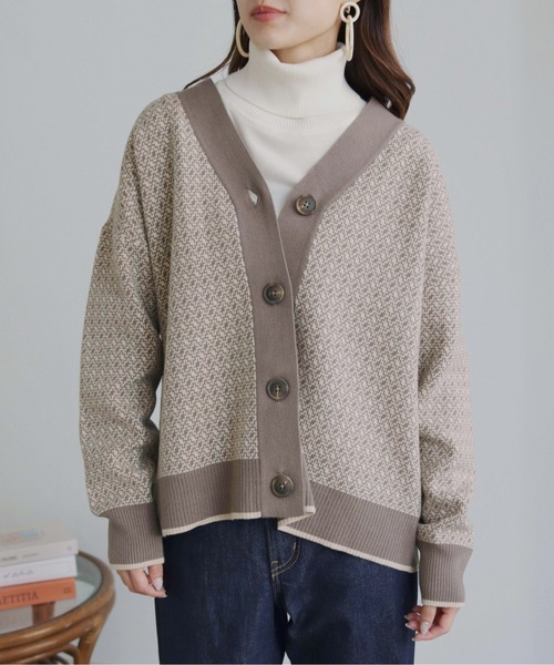 HER CLOSET(ハークローゼット)の「【shemoshelly】ビッグシルエットジャガードニットカーディガン(カーディガン/ボレロ・レディース・ブラック/ブラウン/レンガ・M)」の20枚目の写真