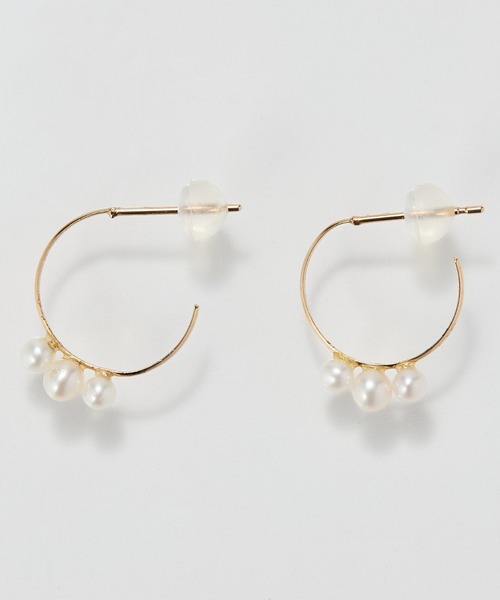 K10】フルールパールフープピアス/淡水パール/BOXつき（ピアス（両耳用