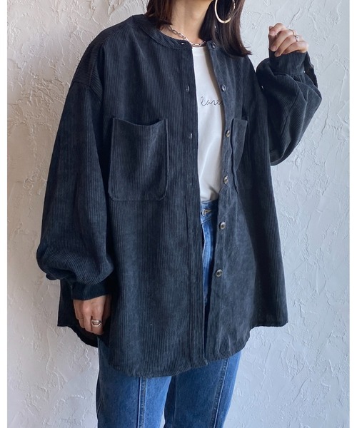 She's Closet(シーズクローゼット)の「ビッグシルエット無地スタンドカラーボリュームスリーブ長袖コーデュロイシャツ(シャツ/ブラウス・レディース・アイボリー/グレイッシュベージュ/ダークグリーン/チャコールグレー・FREE)」の20枚目の写真