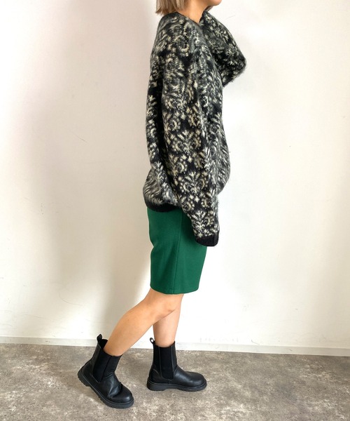 MLI'A（エムリア）の「ダマスク柄フェザーヤーンジャガードニット（ニット/セーター・レディース・ホワイト×ブルー/ブラック×ホワイト/ふじ色系1・M）」の20枚目の写真