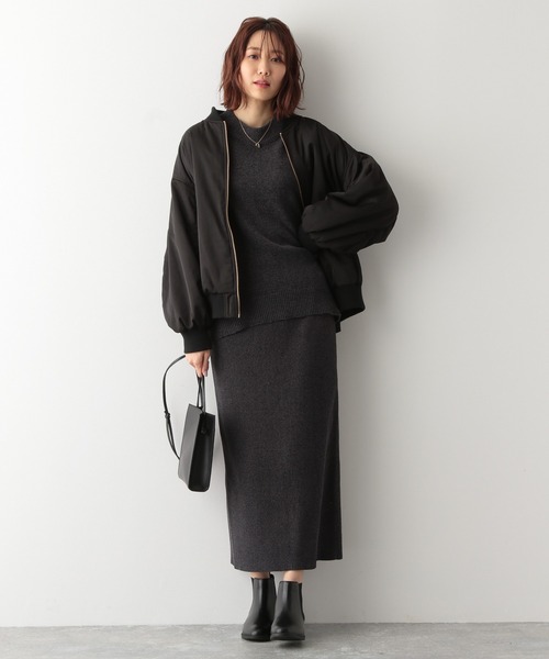 GLOBAL WORK（グローバルワーク）の「ベロアタッチニットセット/236151（スカート・レディース・キャメル/チャコールグレー/ブルー系その他6・FREE）」の4枚目の写真