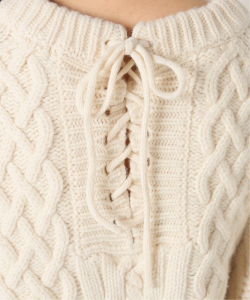IENA LA BOUCLE アラン編みバックリボンプルオーバー IENA（イエナ） ニット バックリボンケーブルプルオーバー