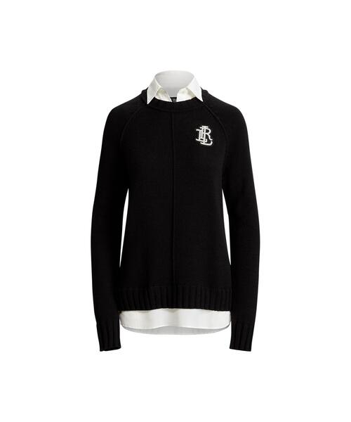 LAUREN RALPH LAUREN ブリオンパッチレイヤードコットンセーター