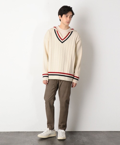 COMME　CA COMMUNE（コムサコミューン）の「＜ウォッシャブル＞ チルデンニットパーカ（パーカー・メンズ・ホワイト/ネイビー・FREE）」の10枚目の写真