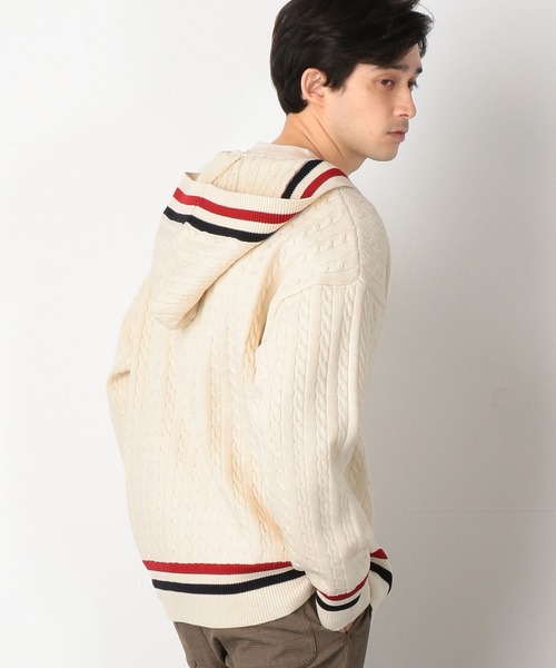 COMME　CA COMMUNE（コムサコミューン）の「＜ウォッシャブル＞ チルデンニットパーカ（パーカー・メンズ・ホワイト/ネイビー・FREE）」の4枚目の写真