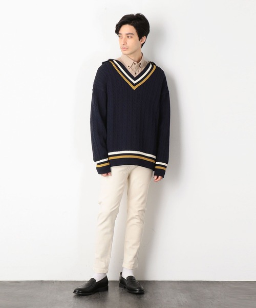 COMME　CA COMMUNE（コムサコミューン）の「＜ウォッシャブル＞ チルデンニットパーカ（パーカー・メンズ・ホワイト/ネイビー・FREE）」の5枚目の写真