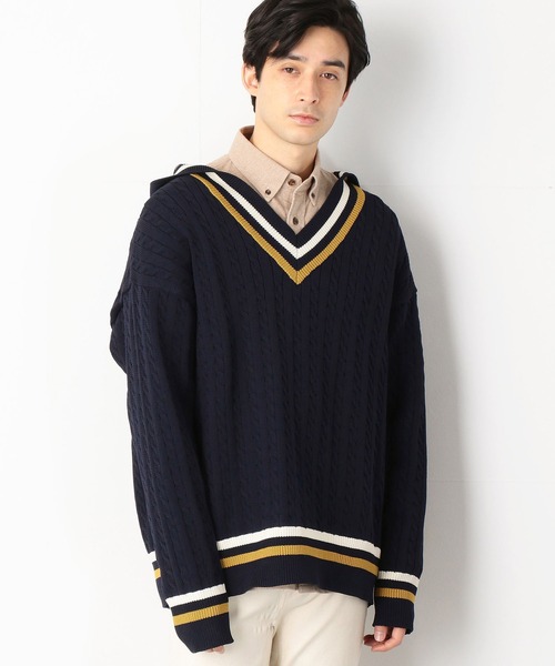 COMME　CA COMMUNE（コムサコミューン）の「＜ウォッシャブル＞ チルデンニットパーカ（パーカー・メンズ・ホワイト/ネイビー・FREE）」の3枚目の写真