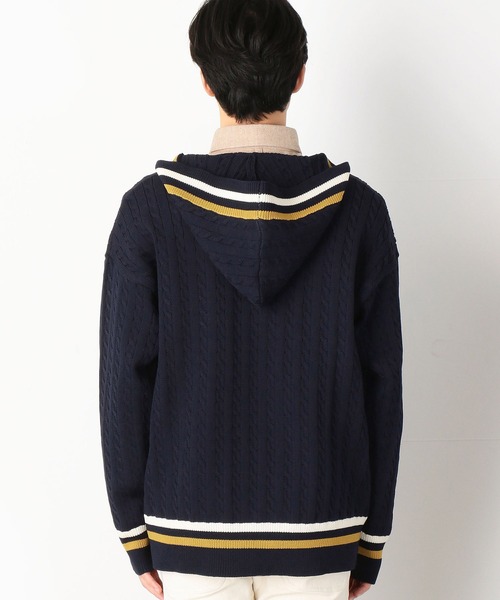 COMME　CA COMMUNE（コムサコミューン）の「＜ウォッシャブル＞ チルデンニットパーカ（パーカー・メンズ・ホワイト/ネイビー・FREE）」の13枚目の写真