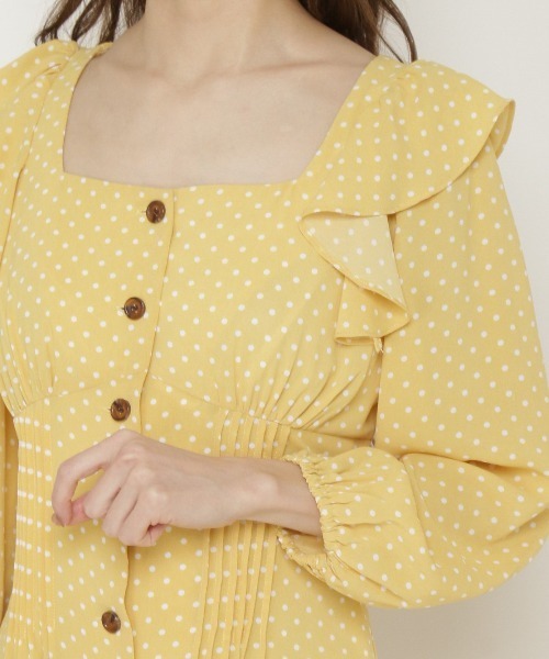 WILLSELECTION ドットのラッフルショルダーワンピース WILLSELECTION｜ラッフルショルダーフレアワンピース | Rakuten