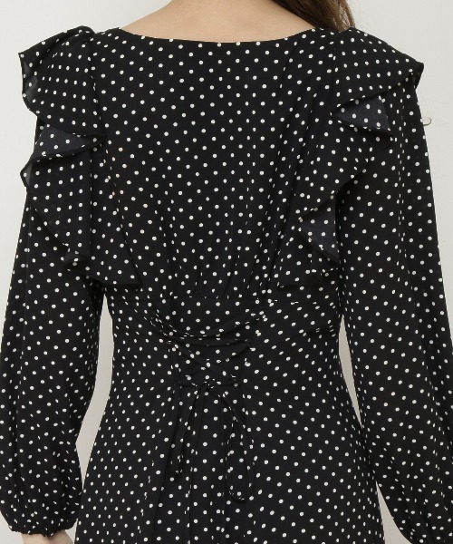 WILLSELECTION ドットのラッフルショルダーワンピース WILLSELECTION｜ラッフルショルダーフレアワンピース | Rakuten