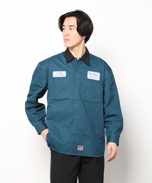 BEN DAVIS（ベンデイビス）の「BEN DAVIS/ベンデイビス ビッグシルエット ワッペン刺繍 クレリック ワークシャツ（シャツ/ブラウス・メンズ・ホワイト/ダークグリーン/エメラルド/ブルー系その他・M/L/XL）」の20枚目の写真