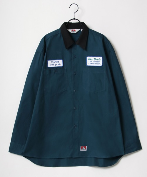 BEN DAVIS（ベンデイビス）の「BEN DAVIS/ベンデイビス ビッグシルエット ワッペン刺繍 クレリック ワークシャツ（シャツ/ブラウス・メンズ・ホワイト/ダークグリーン/エメラルド/ブルー系その他・M/L/XL）」の7枚目の写真