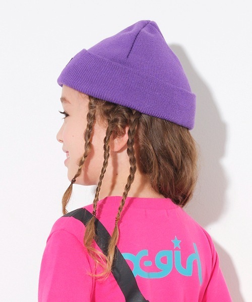 X-girl Stages（エックスガールステージス）の「ロゴニットキャップ（ニットキャップ/ビーニー・キッズ・ブラック/パープル・FREE）」の5枚目の写真
