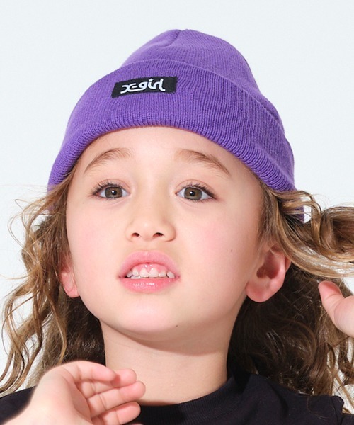 X-girl Stages（エックスガールステージス）の「ロゴニットキャップ（ニットキャップ/ビーニー・キッズ・ブラック/パープル・FREE）」の19枚目の写真
