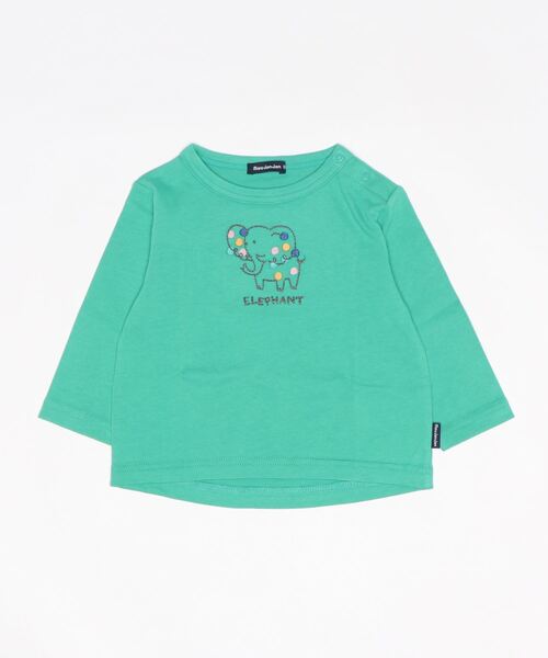 Moujonjon(ムージョンジョン)の「恐竜・動物刺繍Tシャツ(Tシャツ/カットソー・キッズ・ベージュ/レッド/ブルー/グリーン・90/100/110/120/80/130)」の2枚目の写真