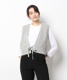 Samansa Mos2 | ケーブルカノコニットビスチェ(ニット/セーター)