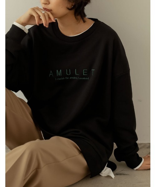 Re:EDIT(リエディ)の「刺繍配色ロゴオーバーサイズ裏毛スウェットプルオーバー(スウェット・レディース・アイボリー/オートミール/ブラック・LARGE/MEDIUM)」の2枚目の写真