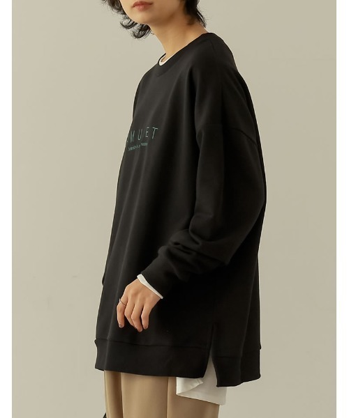 Re:EDIT(リエディ)の「刺繍配色ロゴオーバーサイズ裏毛スウェットプルオーバー(スウェット・レディース・アイボリー/オートミール/ブラック・LARGE/MEDIUM)」の20枚目の写真