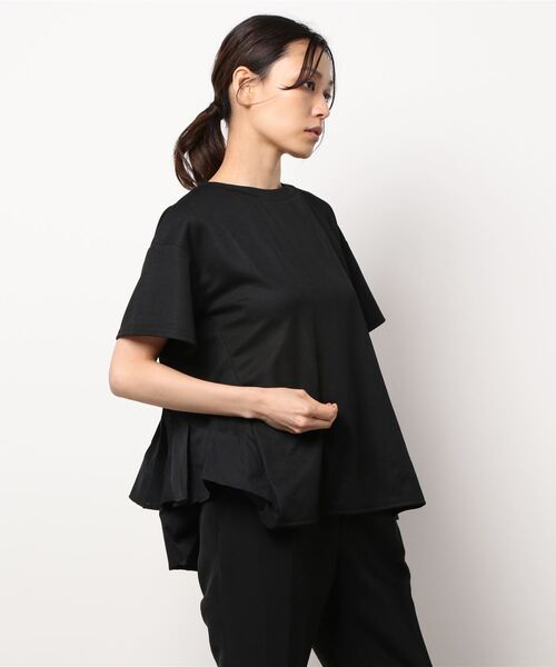 INTERPLANET（インタープラネット）の「ＢＡＣＫフリル異素材プルオーバー（Tシャツ/カットソー・レディース・ブラック/オフホワイト・FREE）」の3枚目の写真