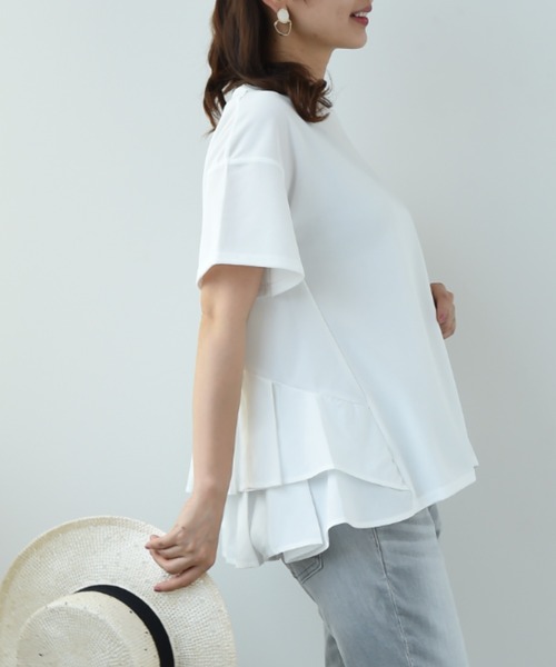 INTERPLANET（インタープラネット）の「ＢＡＣＫフリル異素材プルオーバー（Tシャツ/カットソー・レディース・ブラック/オフホワイト・FREE）」の15枚目の写真