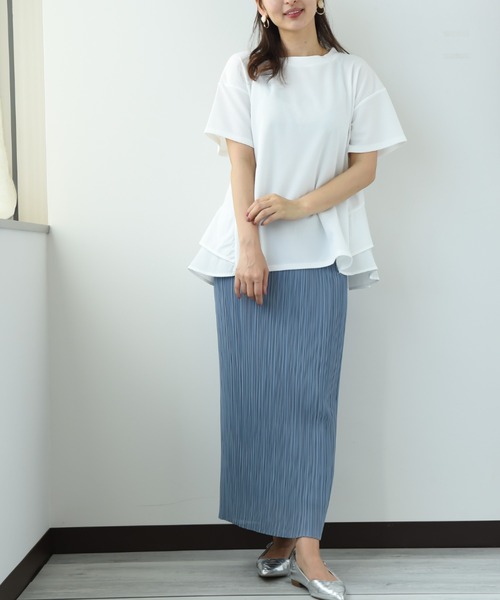 INTERPLANET（インタープラネット）の「ＢＡＣＫフリル異素材プルオーバー（Tシャツ/カットソー・レディース・ブラック/オフホワイト・FREE）」の19枚目の写真