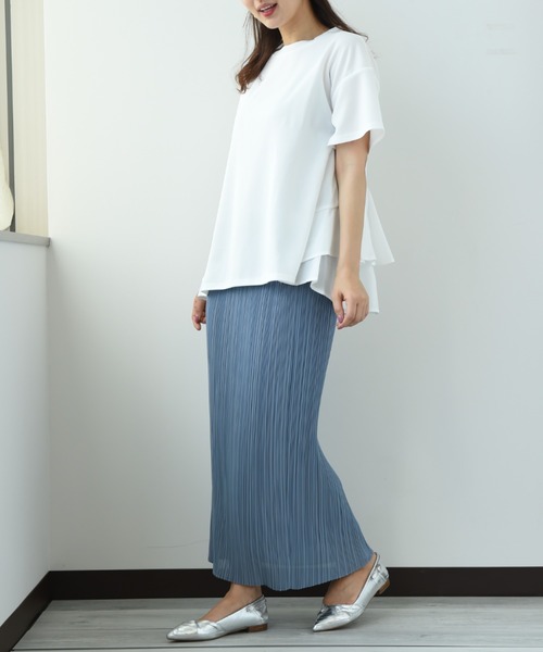 INTERPLANET（インタープラネット）の「ＢＡＣＫフリル異素材プルオーバー（Tシャツ/カットソー・レディース・ブラック/オフホワイト・FREE）」の20枚目の写真