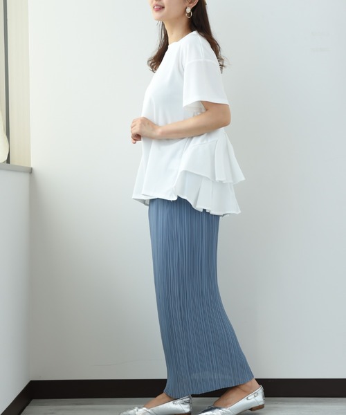 INTERPLANET（インタープラネット）の「ＢＡＣＫフリル異素材プルオーバー（Tシャツ/カットソー・レディース・ブラック/オフホワイト・FREE）」の21枚目の写真