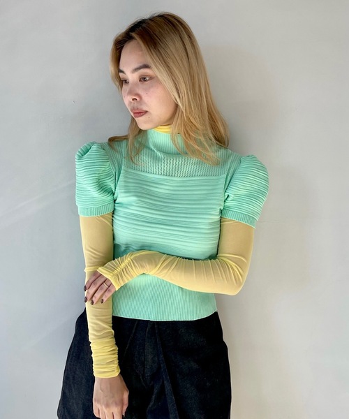 SANSeLF（サンセルフ）の「ランダムリブトップス　sanw22s039【SANSeLF】（その他トップス・レディース・ホワイト/ブラック/ミント/マスタード/ラベンダー/ピンク/ネイビー/ライトグリーン・FREE）」の4枚目の写真