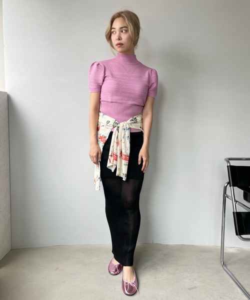 SANSeLF（サンセルフ）の「ランダムリブトップス　sanw22s039【SANSeLF】（その他トップス・レディース・ホワイト/ブラック/ミント/マスタード/ラベンダー/ピンク/ネイビー/ライトグリーン・FREE）」の9枚目の写真