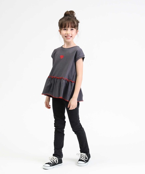 Lee（リー）の「【Lee】裾フリルＴシャツ（Tシャツ/カットソー・キッズ・ブラック・105/130/160/150/120/140）」の9枚目の写真