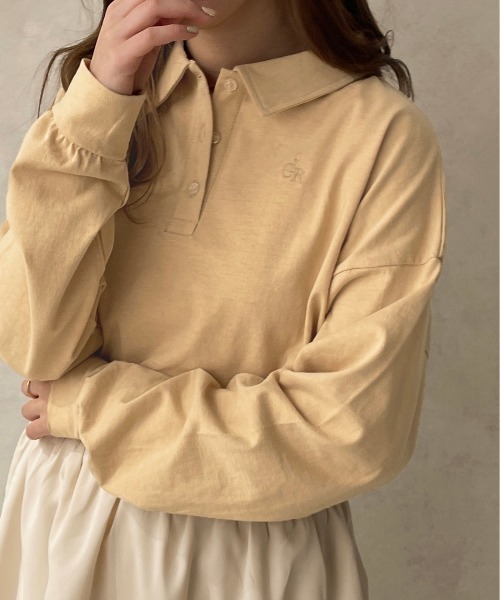 apres jour clair（アプレジュールクレア）の「【apres jour clair】クレアロゴポロシャツ【ZOZOTOWN限定アイテム】（ポロシャツ・レディース・アイボリー/キャメル/ベージュ・フリー/X-LARGE）」の3枚目の写真