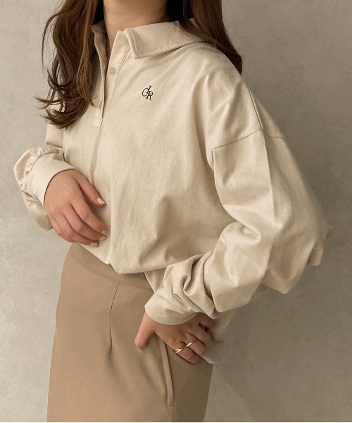 apres jour clair（アプレジュールクレア）の「【apres jour clair】クレアロゴポロシャツ【ZOZOTOWN限定アイテム】（ポロシャツ・レディース・アイボリー/キャメル/ベージュ・フリー/X-LARGE）」の4枚目の写真