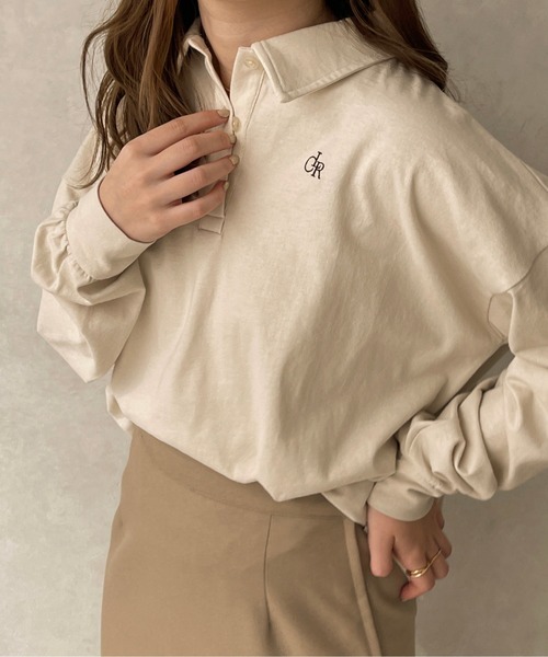 apres jour clair（アプレジュールクレア）の「【apres jour clair】クレアロゴポロシャツ【ZOZOTOWN限定アイテム】（ポロシャツ・レディース・アイボリー/キャメル/ベージュ・フリー/X-LARGE）」の6枚目の写真